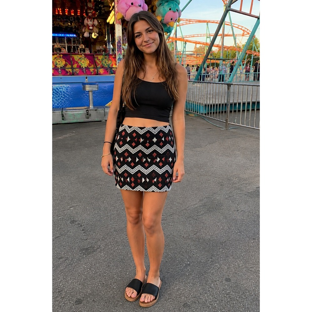 Forever 21 Embroidered Geometric Mini Skirt